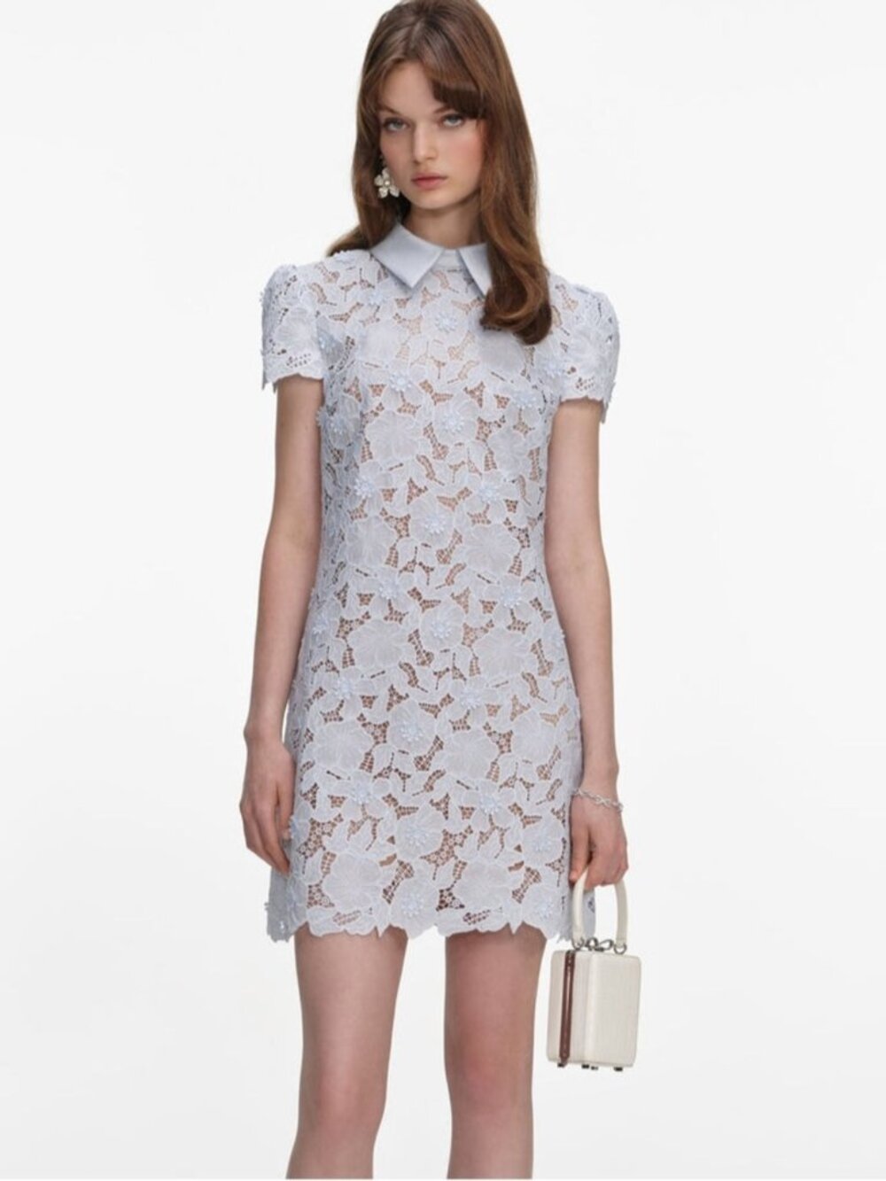 NWOT Self-Portrait BLUE GUIPURE LACE MINI DRESS